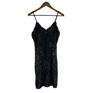 Little Black Sequin Dress Strappy Mark John Gopal Silk Medium Vintage